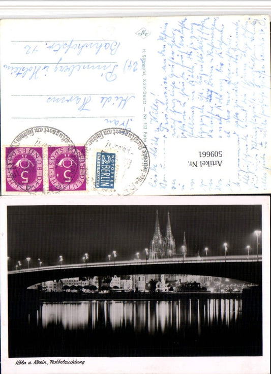 509661,Köln am Rhein Teilansicht Dom Brücke Festbeleuchtung