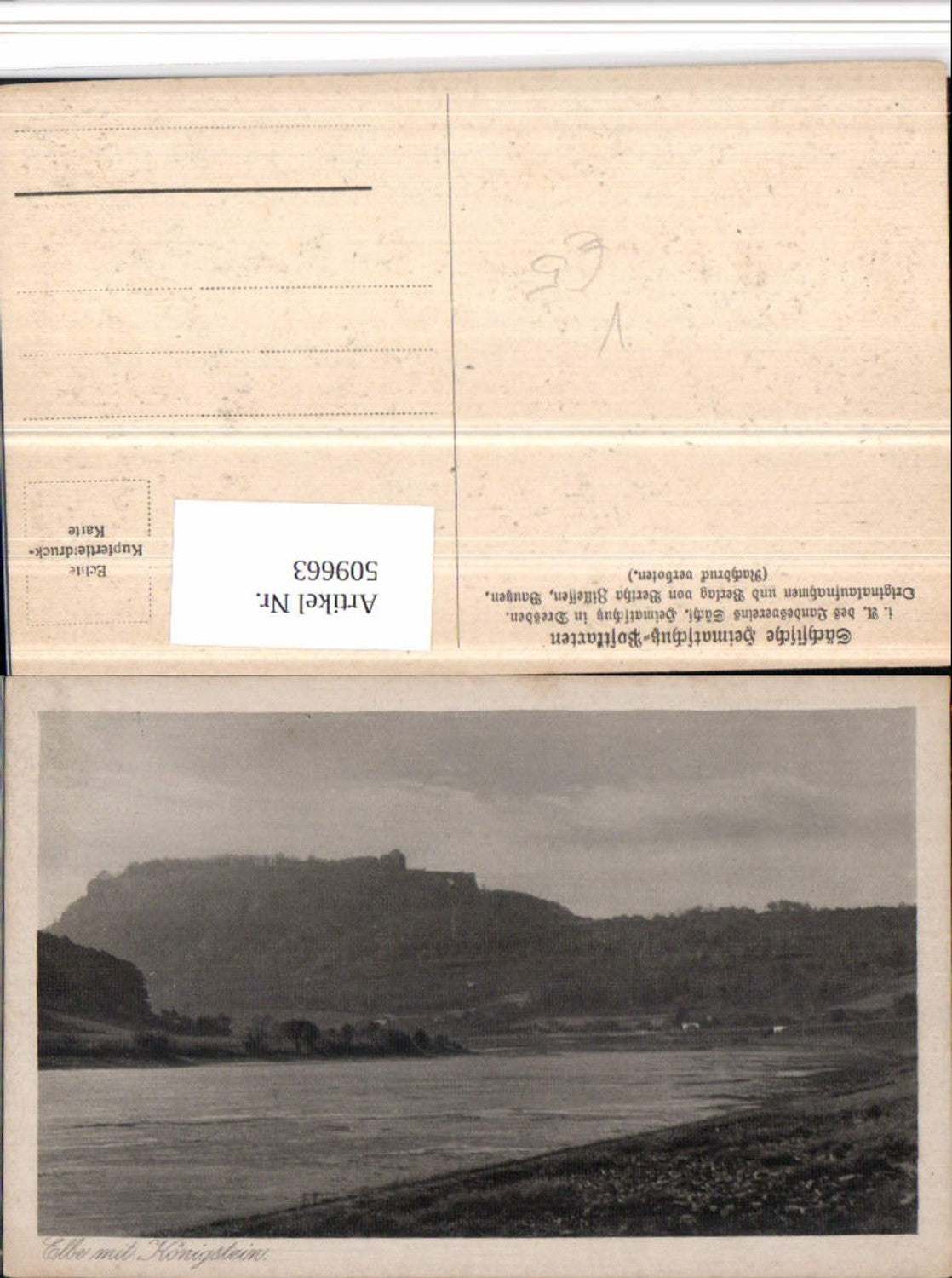 509663,Sächsische Schweiz Elbe m. Königstein Festung pub Bertha Zillessen