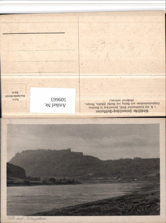 509663,Sächsische Schweiz Elbe m. Königstein Festung pub Bertha Zillessen