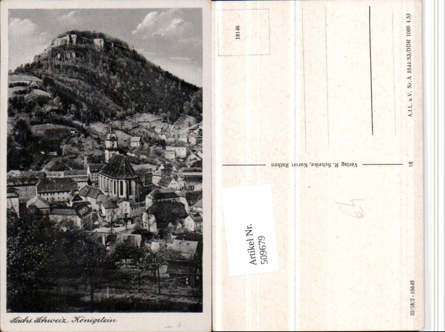 509679,Sächsische Schweiz Königstein Totale m. Festung