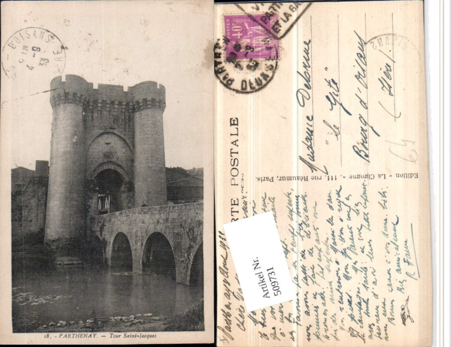 509731,Poitou-Charentes Deux-Sevres Parthenay Tour Saint-Jacques Brücke Tor