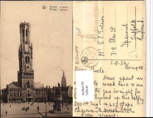 510141,Belgium Bruges Brügge Le Beffroi Glockenturm Turm