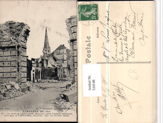 510148,Belgium Dendermonde Termonde Porte attaque allemande Zerstörung