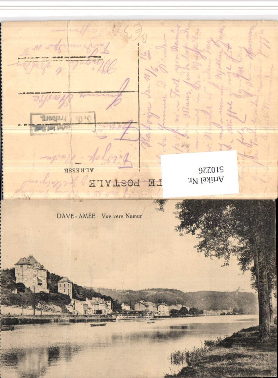 510226,Belgium Dave-Amee Vue vers Namur Teilansicht Fluss