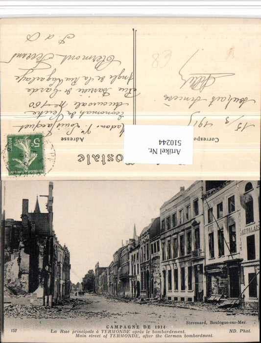 510244,Belgium Dendermonde Termonde Rue le bombardement Zerstörung
