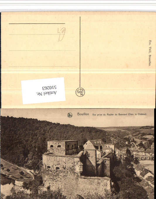 510263,Belgium Bouillon Vue prise du Rocher de Besmont Chateau Schloss