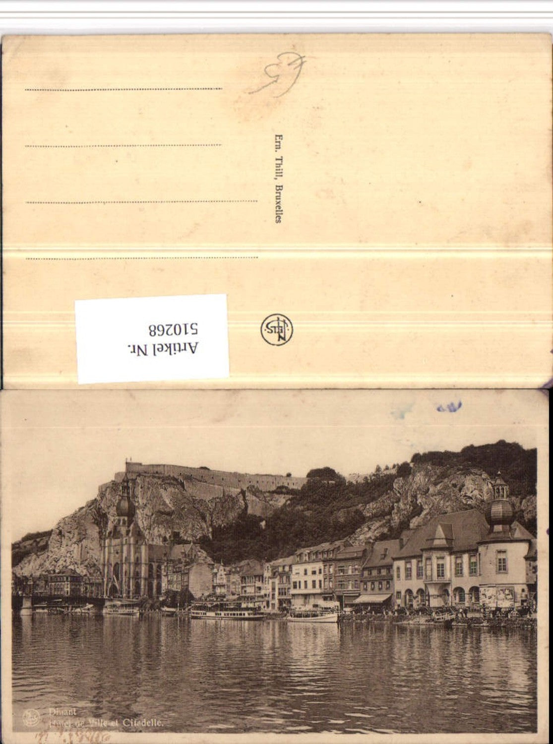 510268,Belgium Dinant Hotel de Ville et Citadelle Rathaus Kirche Festung