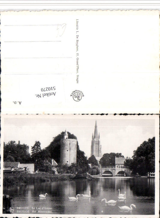 510270,Belgium Bruges Brügge Le Lac d'Amour See Schwäne Turm Brücke