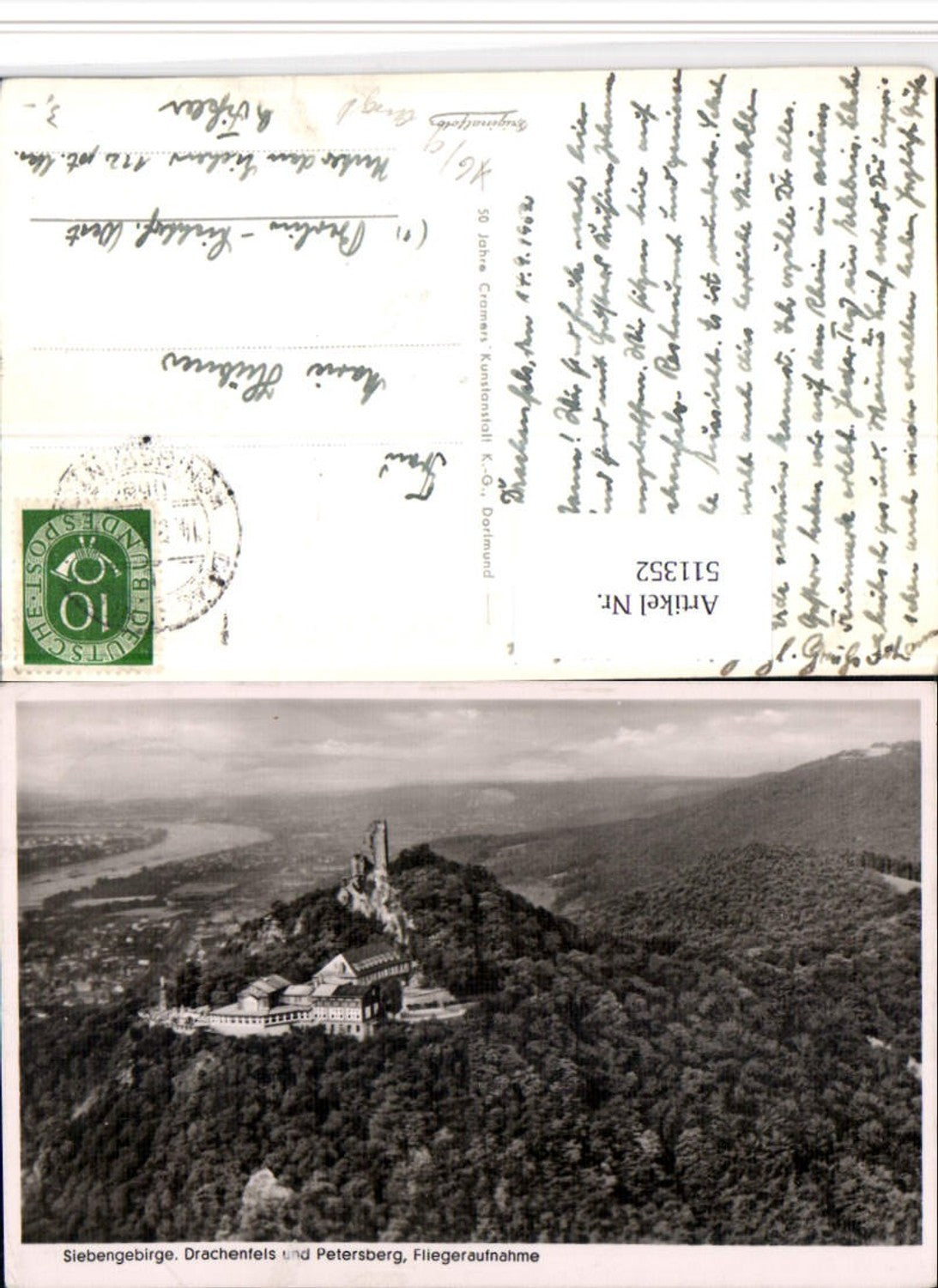 511352,Ruine Drachenfels u. Petersberg b. Königswinter Fliegeraufnahme