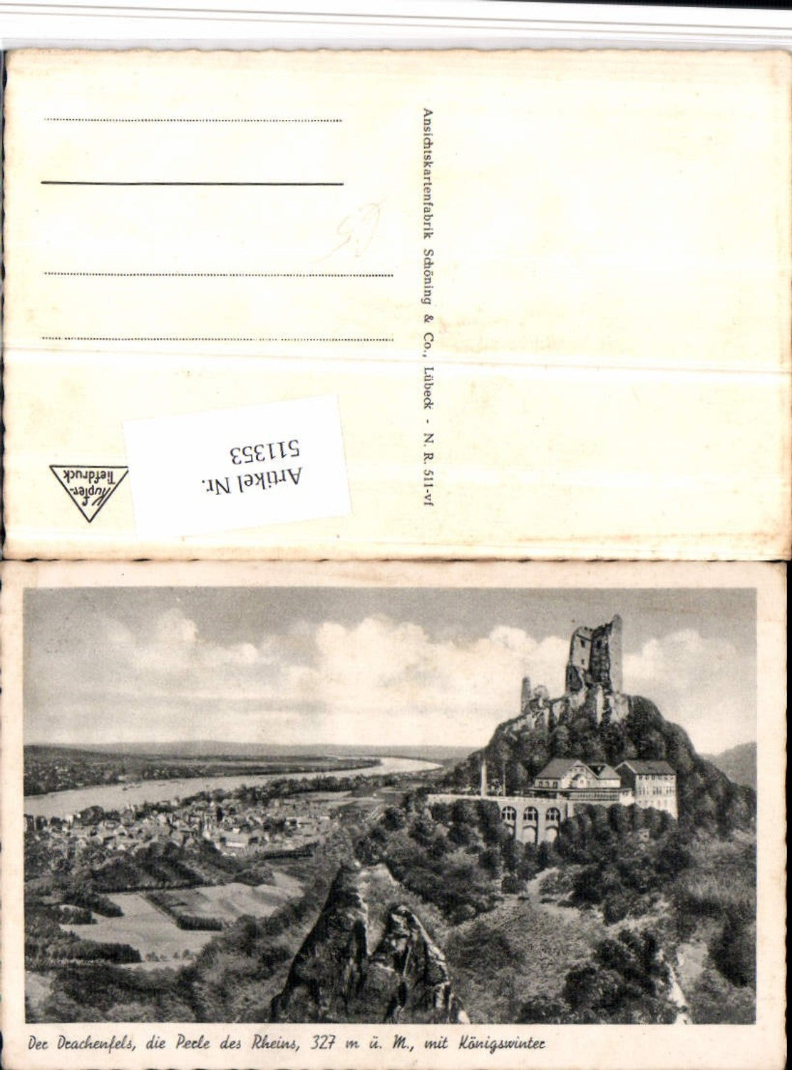 511353,Drachenfels Ruine m. Königswinter am Rhein Totale
