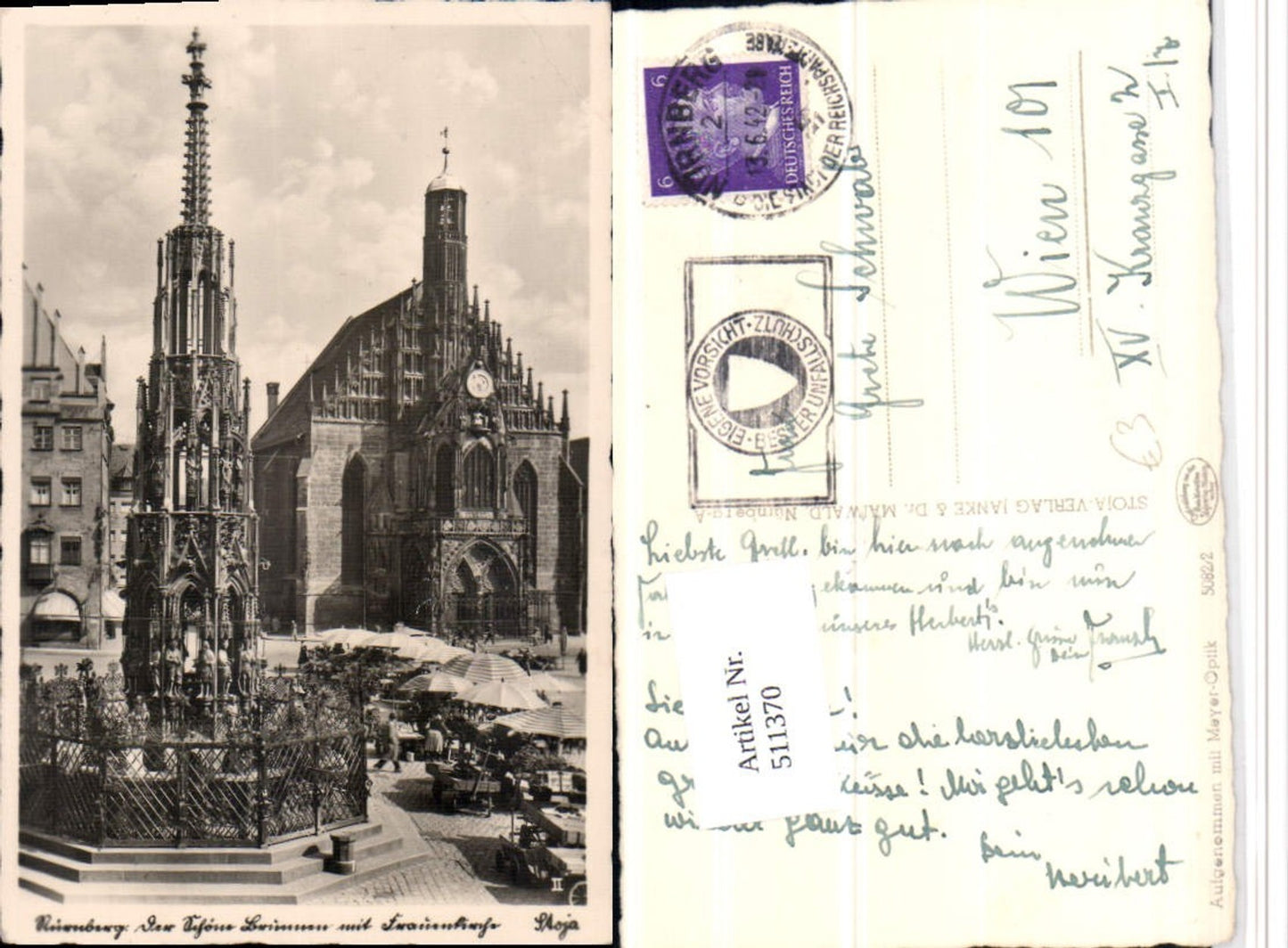 511370,Nürnberg Schöner Brunnen m. Frauenkirche Kirche Markt