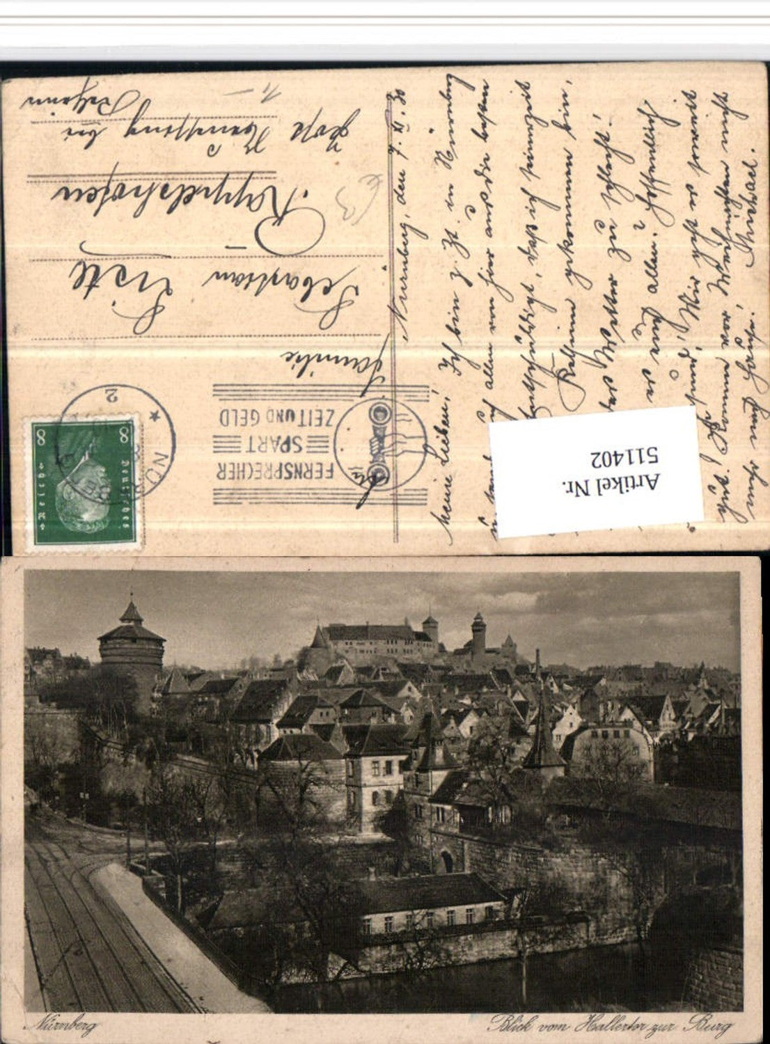 511402,Nürnberg Teilansicht Blick vom Hallertor zur Burg