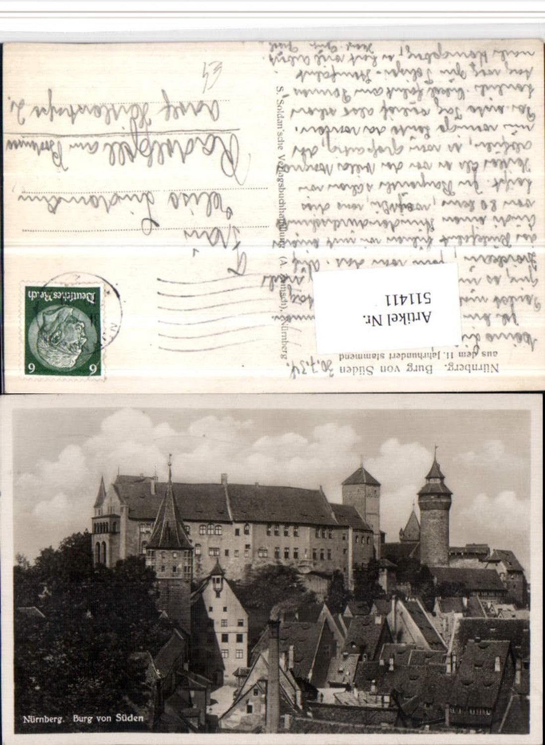 511411,Nürnberg Teilansicht m. Burg von Süden