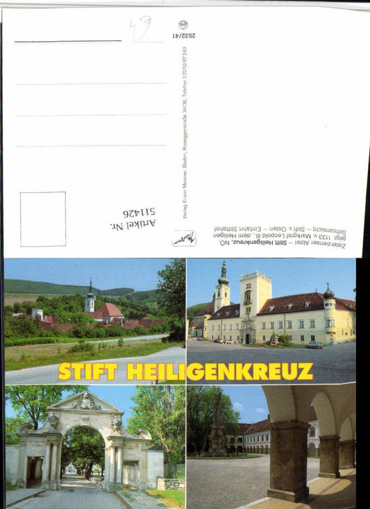 511426,Stift Heiligenkreuz Kirche Eingang Arkaden Mehrbildkarte