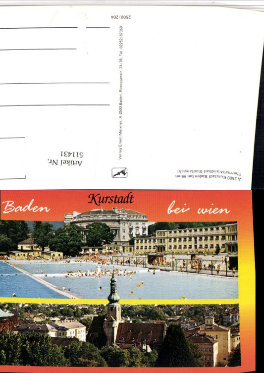 511431,Baden b. Wien Teilansicht Thermalbad Mehrbildkarte