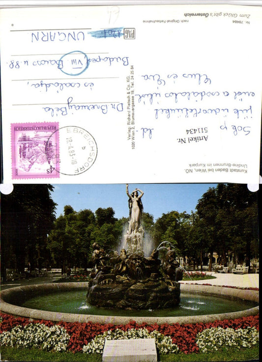 511434,Baden b. Wien Undine-Brunnen im Kurpark