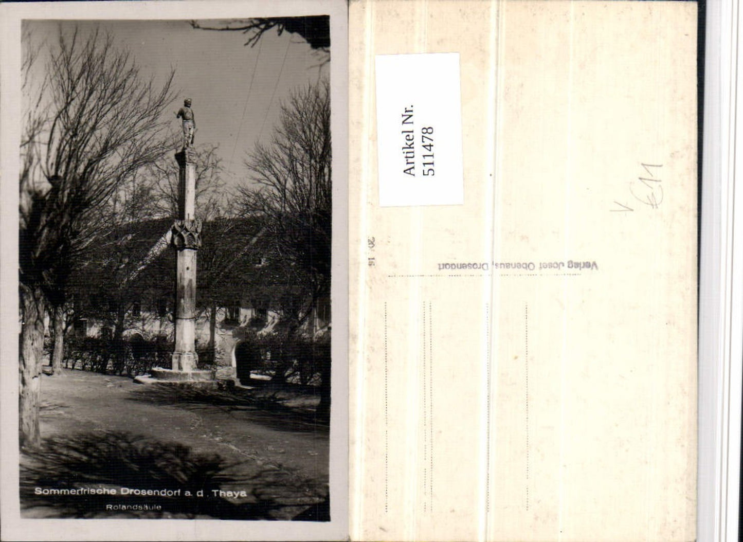 511478,Drosendorf an d. Thaya Rolandsäule Säule pub Josef Obenaus