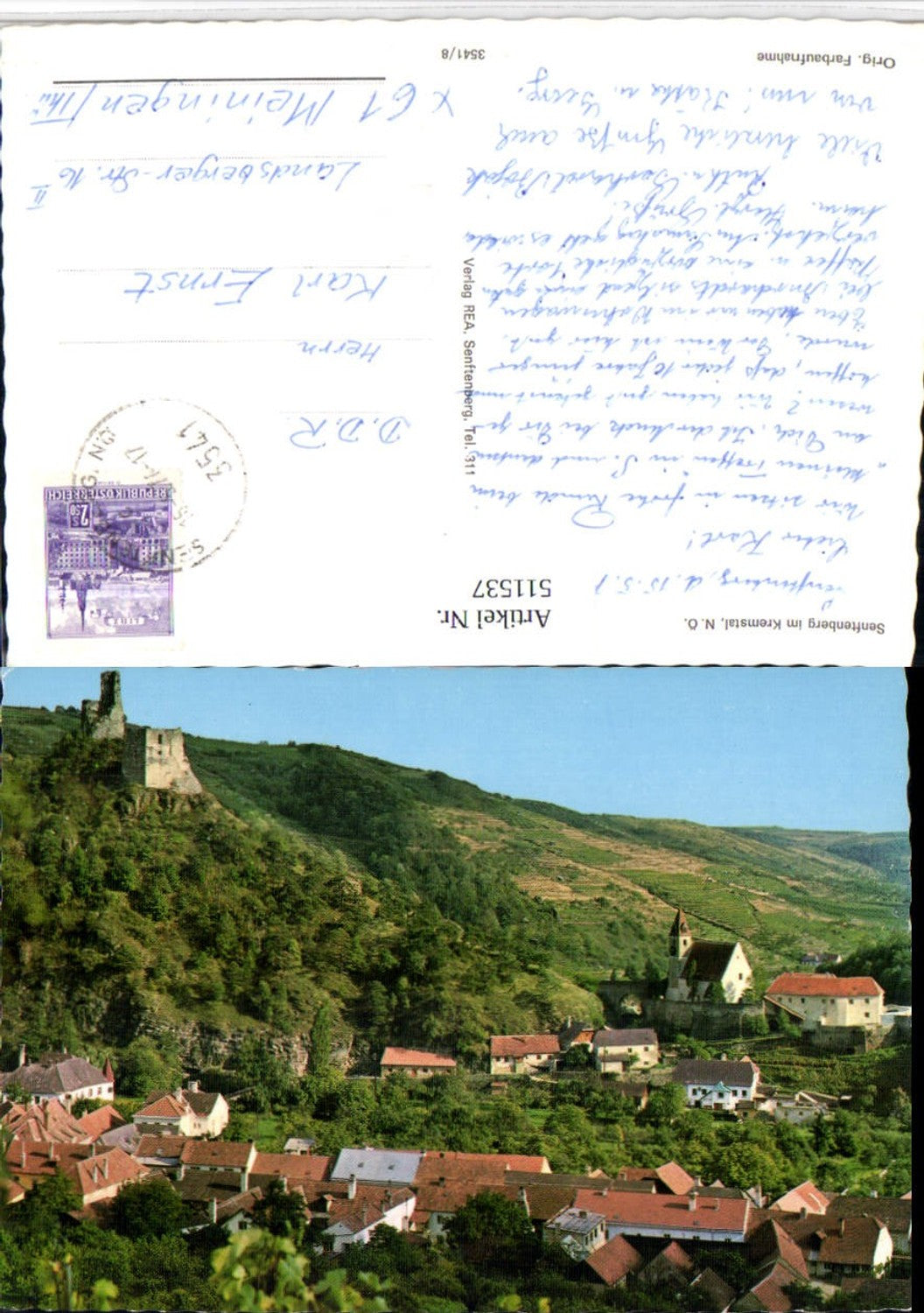 511537,Senftenberg im Kremstal Totale m. Ruine