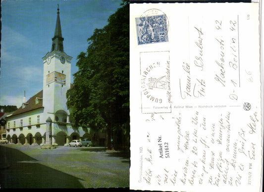 511612,Gumpoldskirchen Rathaus Turm Arkaden Sonnenuhr