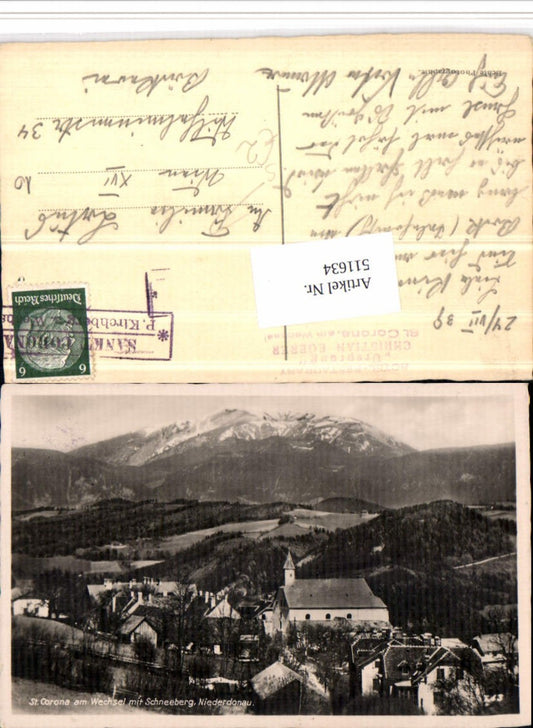 511634,St. Corona am Wechsel Totale m. Schneeberg Postablage Kirchberg