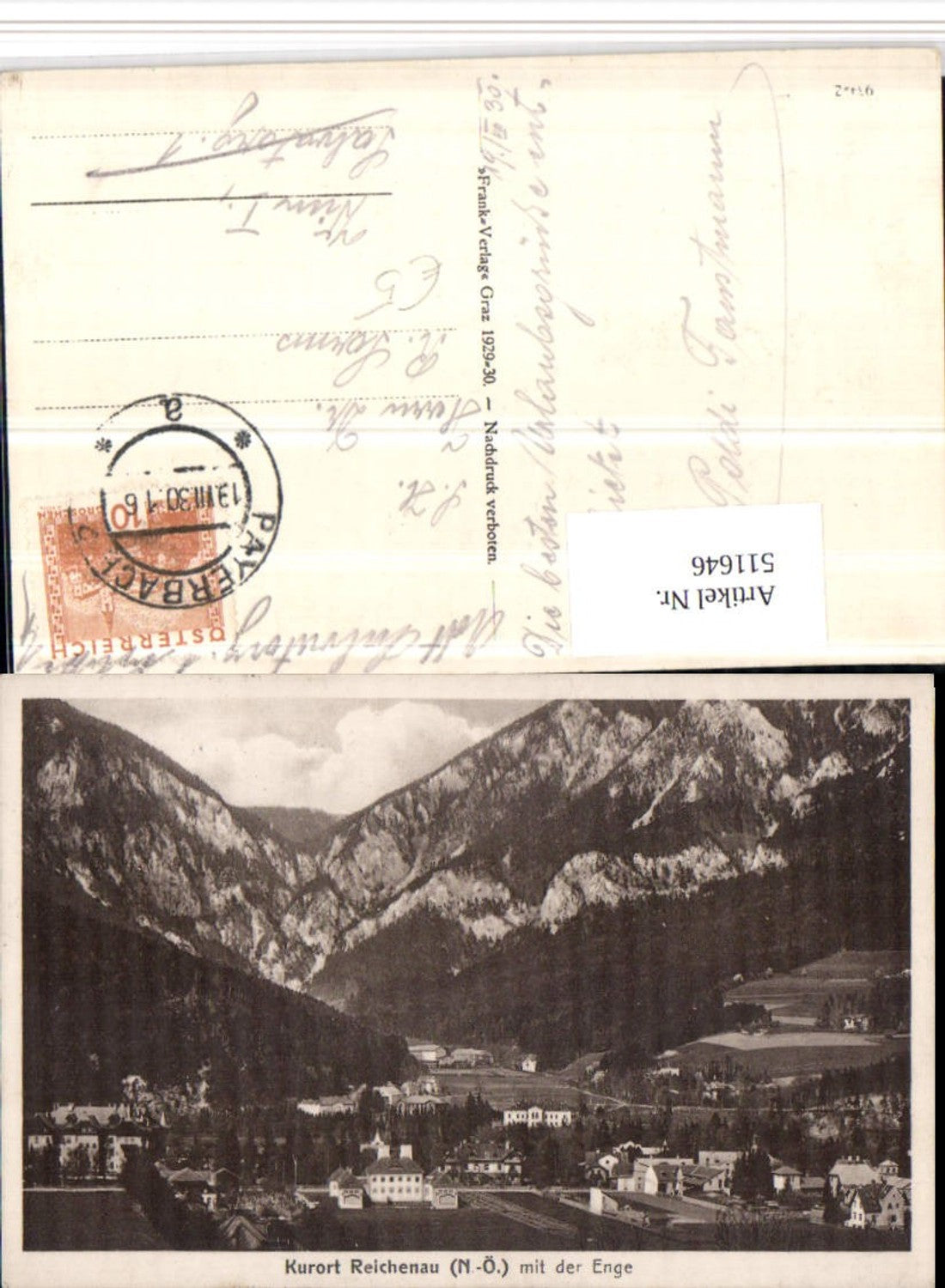 511646,Reichenau an d. Rax Teilansicht m. d. Enge