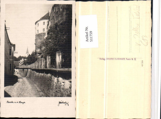 511759,Seltene Foto AK Raabs an d. Thaya Motiv pub Johann Zlabinger