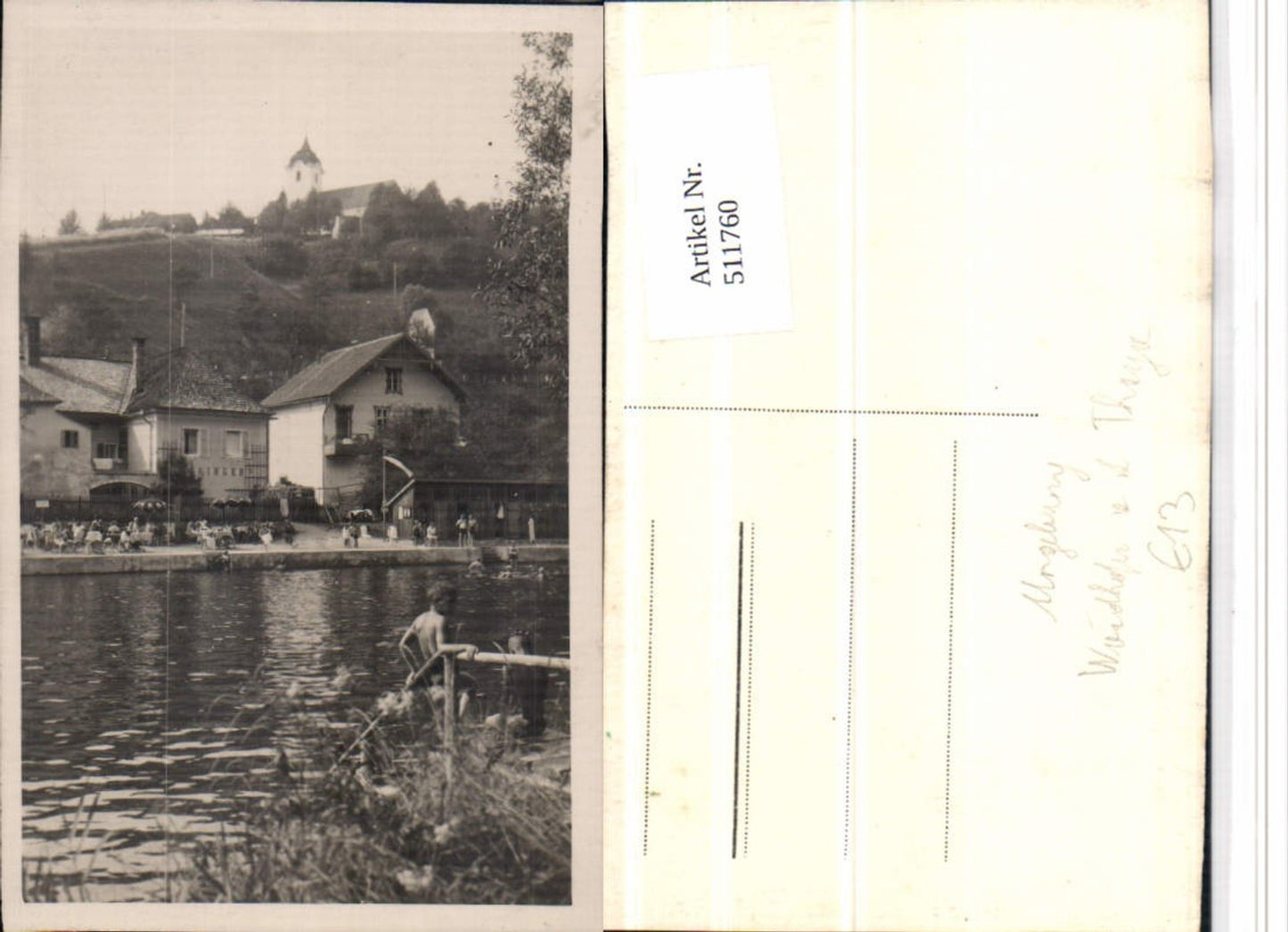511760, Photo AK Waidhofen an d. Thaya surroundings pond terrace church