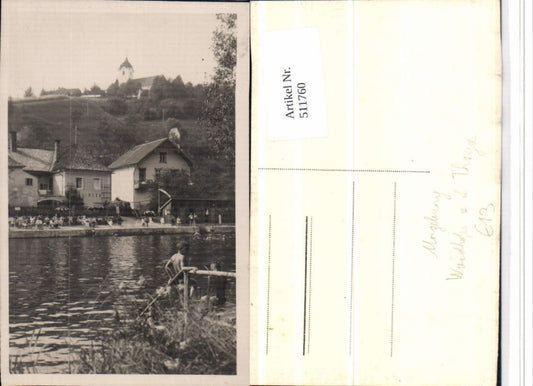 511760,Foto AK Waidhofen an d. Thaya Umgebung Teich Terrasse Kirche