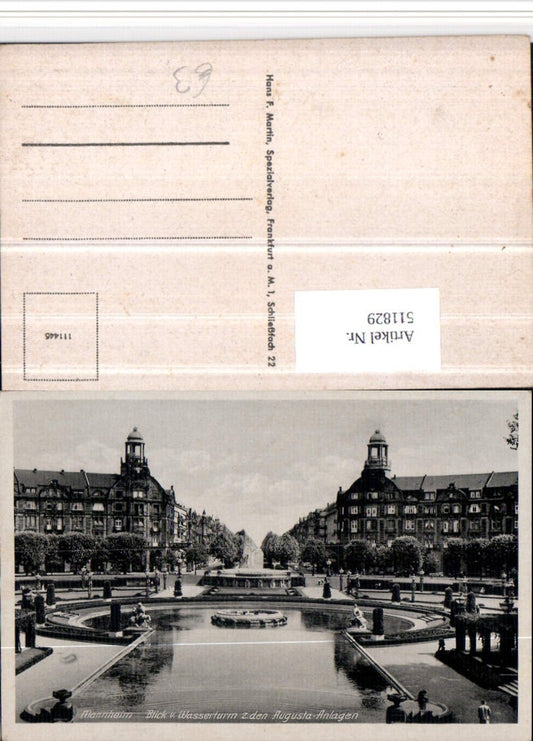 511829,Mannheim Blick v. Wasserturm zu den Augusta-Anlagen