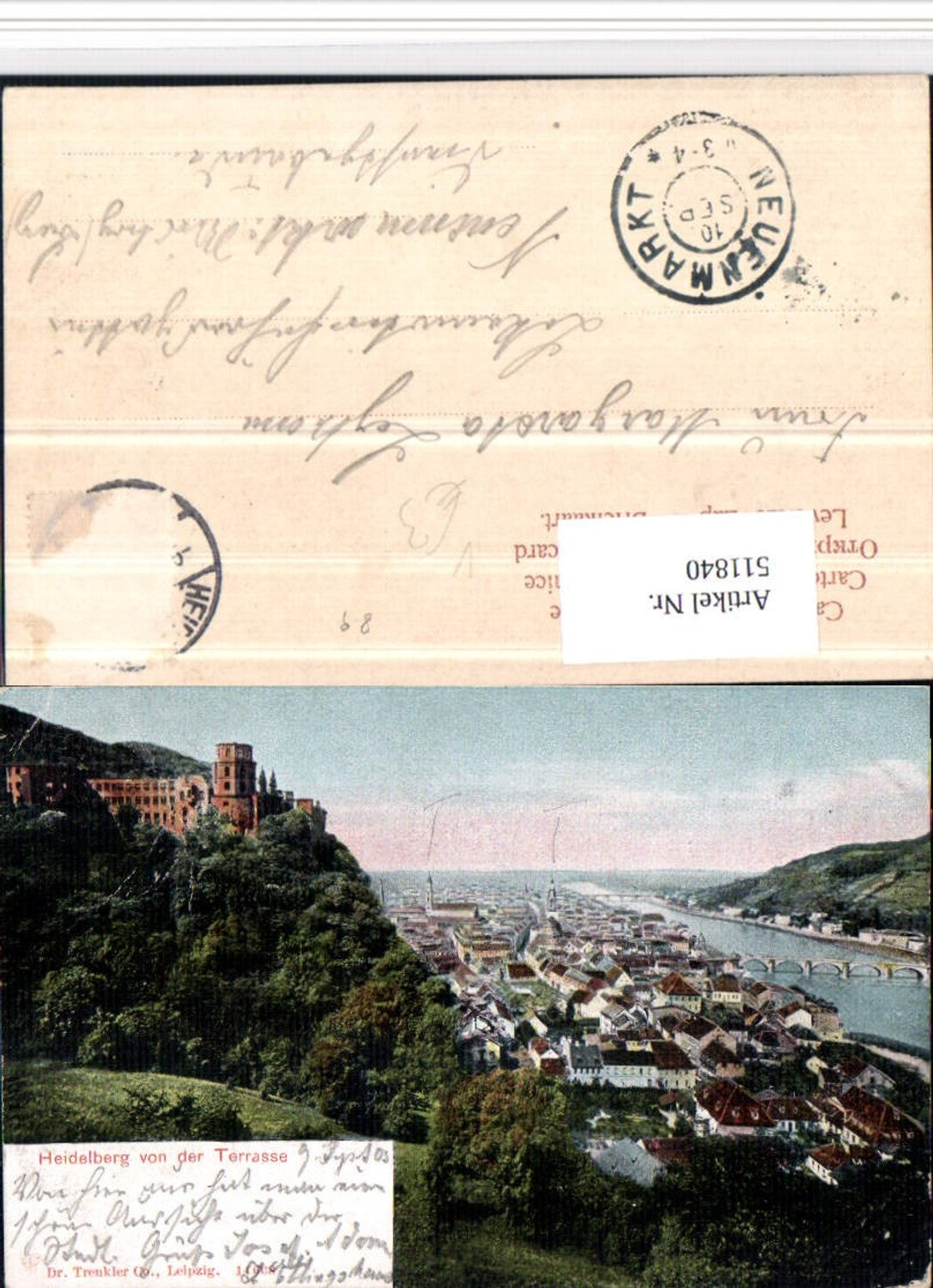 511840,Heidelberg Totale m. Schloss von d. Terrasse pub Dr. Trenkler 14608