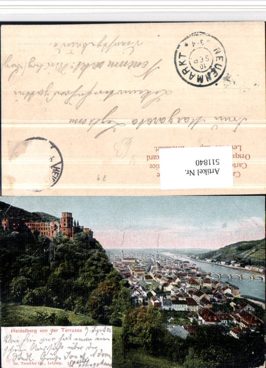511840, Heidelberg Totale m. Schloss von d. Terrasse pub Dr. Trenkler 14608