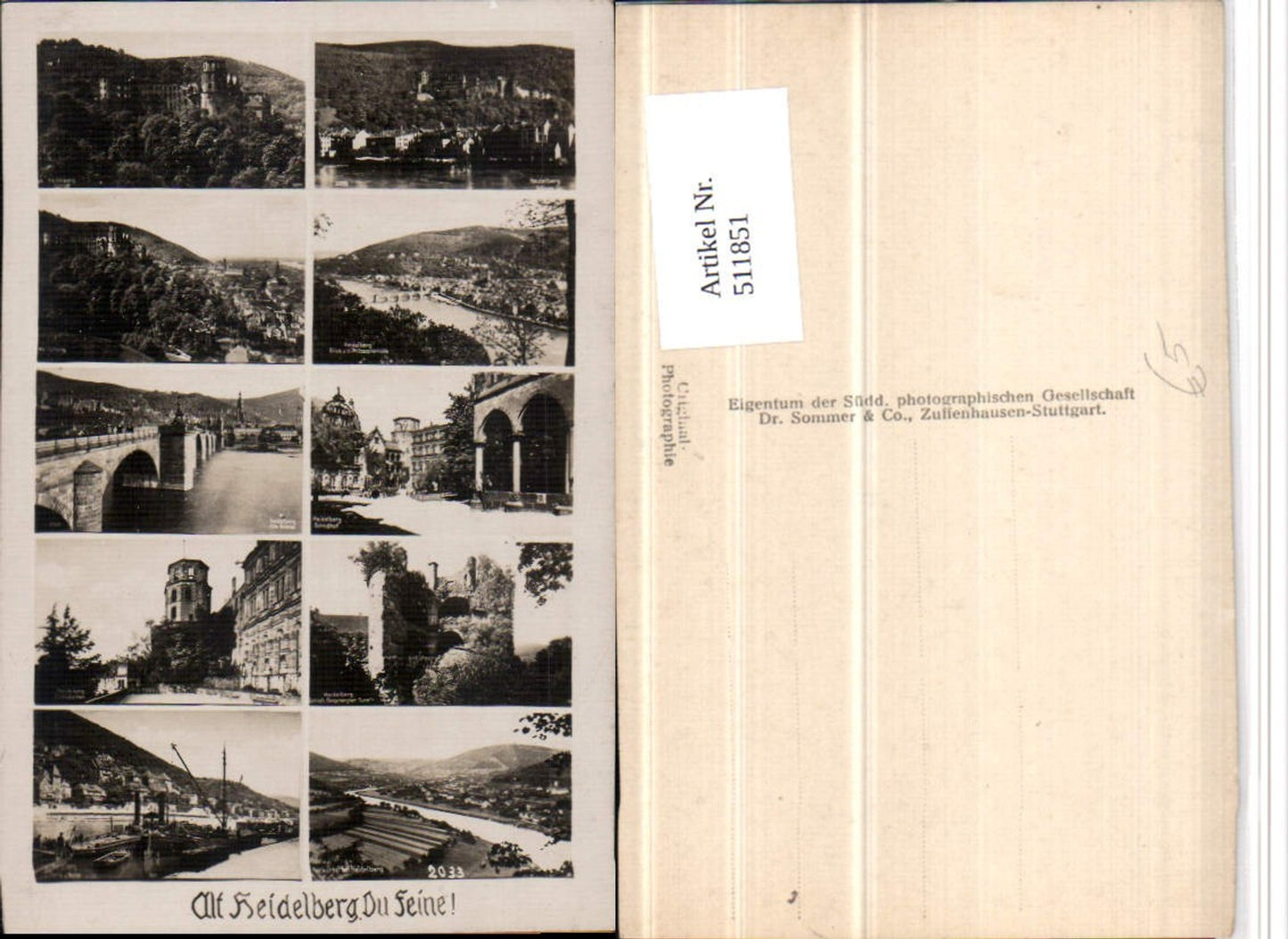 511851,Heidelberg Totale Schloss Brücke Dampfer Mehrbildkarte