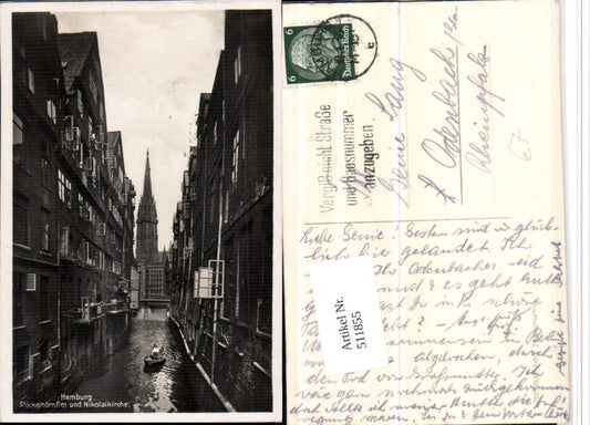 511855,Hamburg Stöckelhörnflet Kanal u. Nikolaikirche Kirche