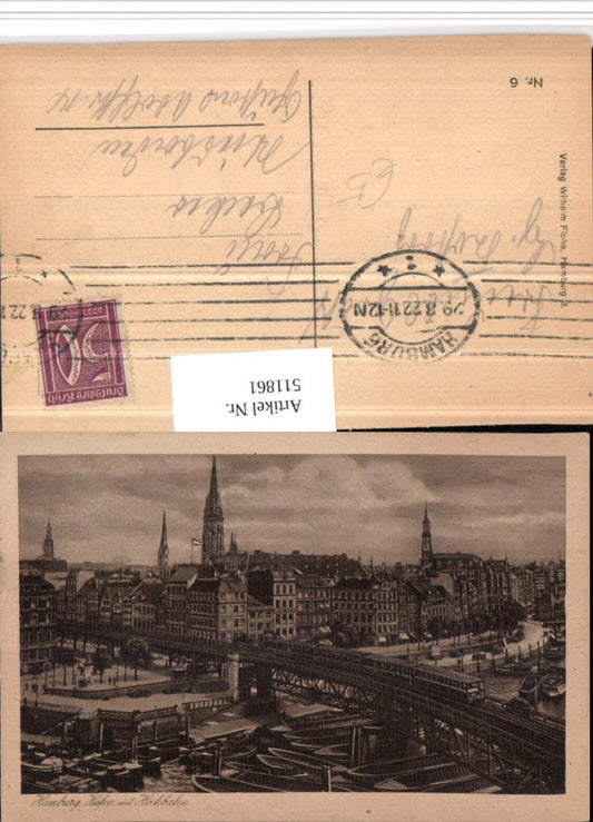 511861,Hamburg Teilansicht Hafen m. Hochbahn Brücke