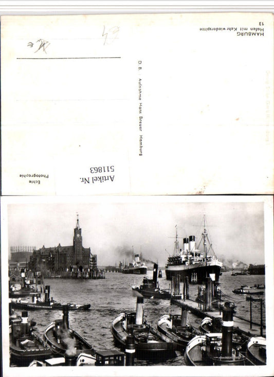 511863,Hamburg Hafen m. Kehrwiederspitze Dampfer Schiffe