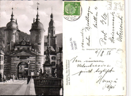 511877, Heidelberg Brückentor Gate with Karl-Theodor Monument