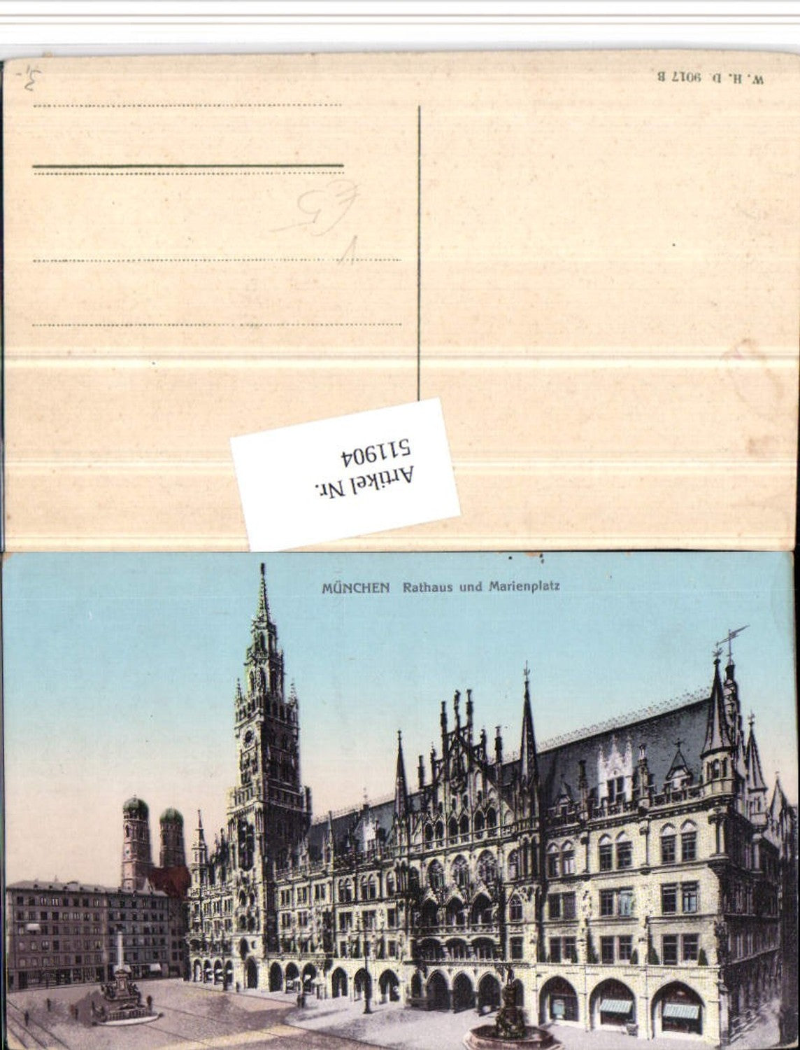 511904,München Rathaus u. Marienplatz pub W.H.D. 9017B