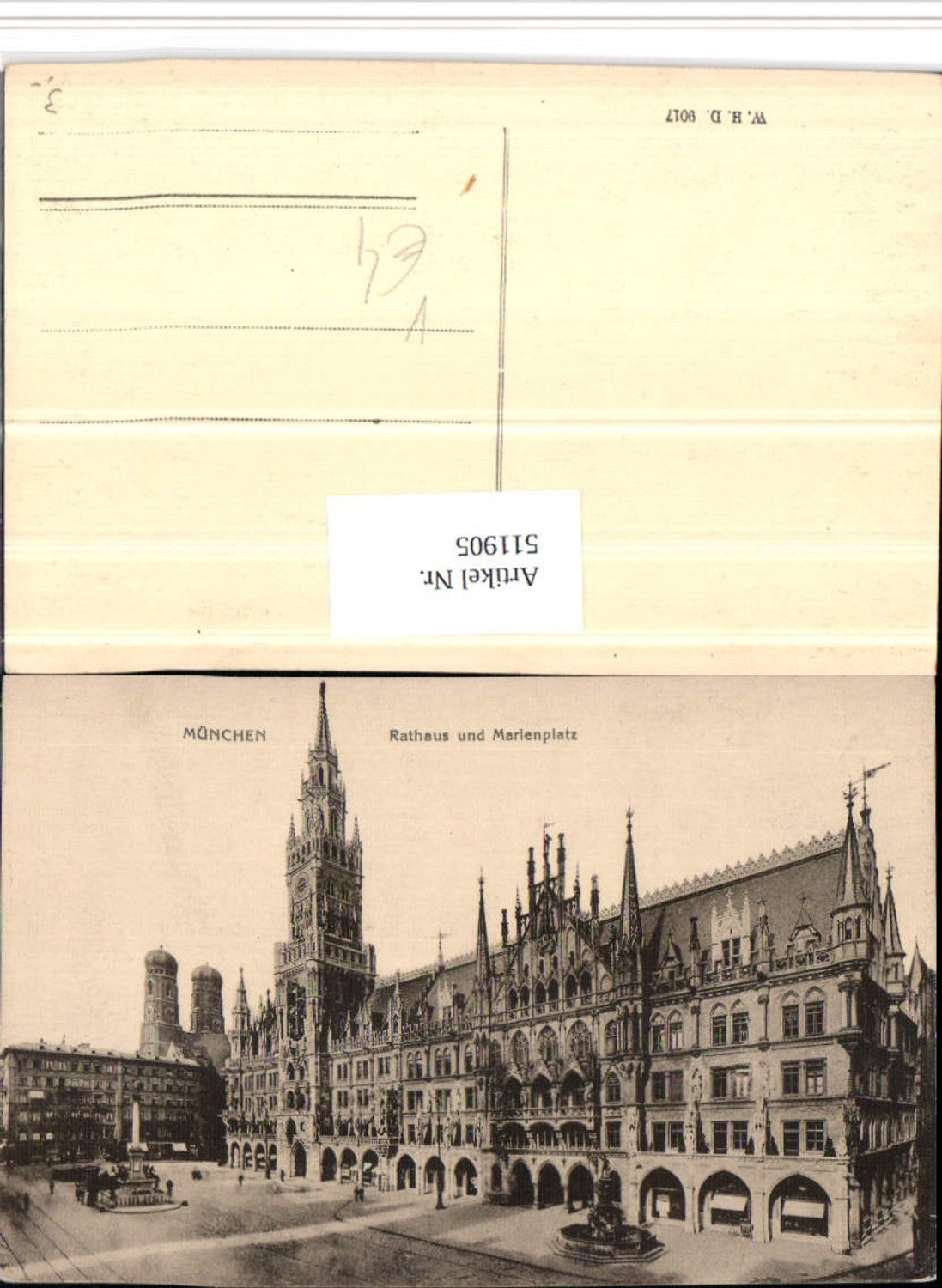 511905,München Rathaus u. Marienplatz pub W.H.D. 9017