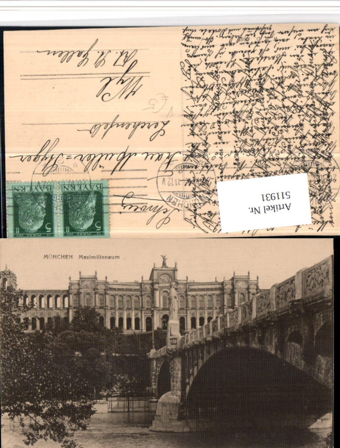 511931,München Maximilianeum Brücke pub W.H.D. 9862