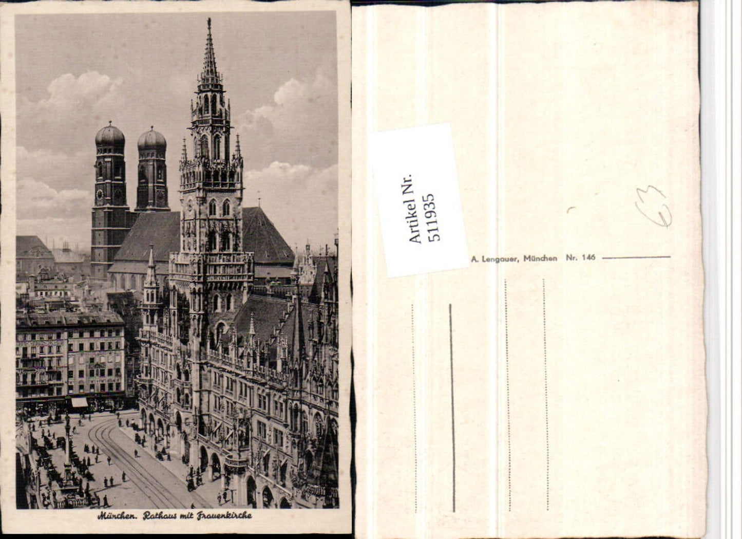 511935,München Rathaus m. Frauenkirche Kirche