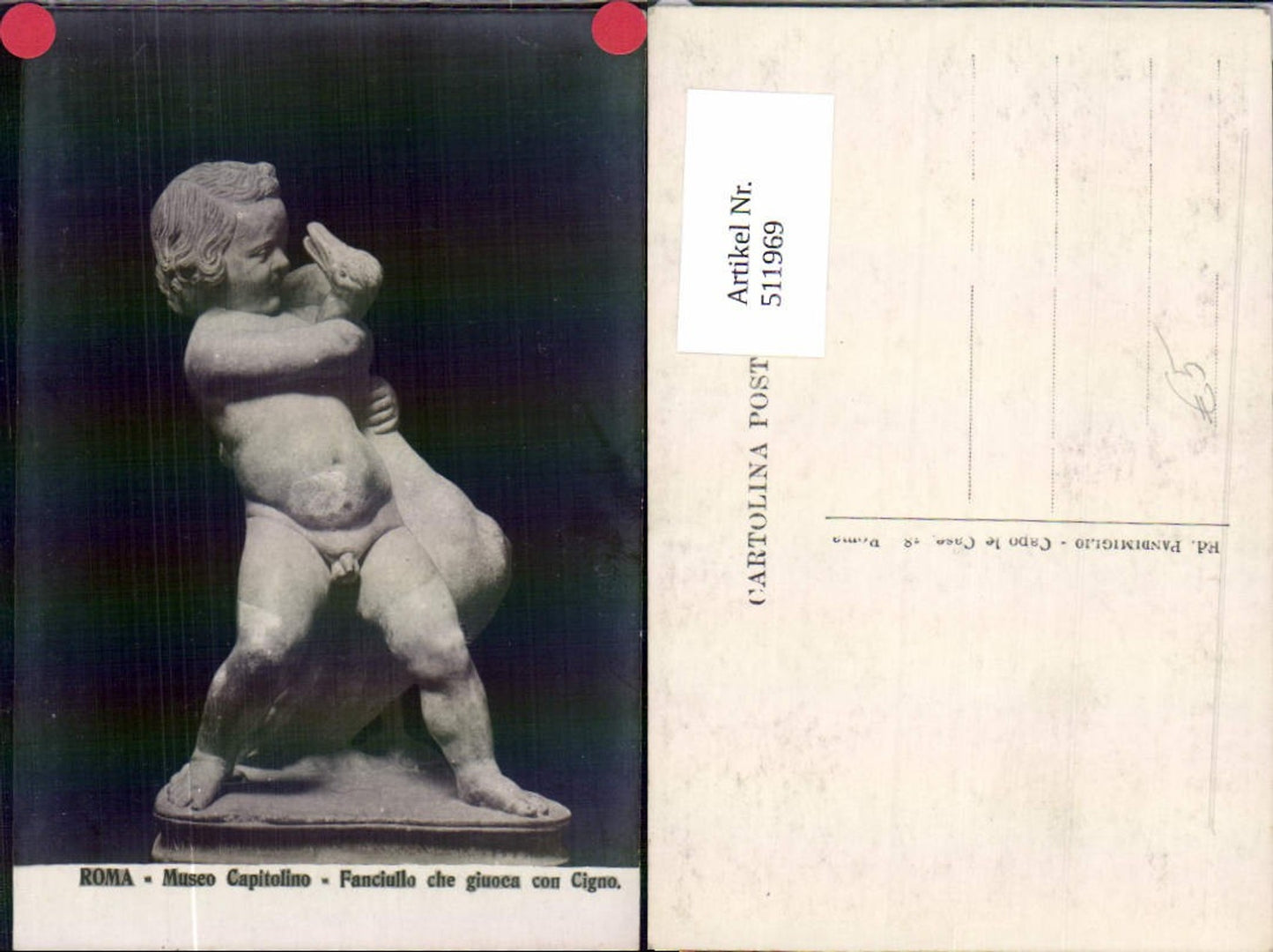 511969,Skulptur Figur Fanciullo che giuoca con Cigno Museo Capitolino Roma