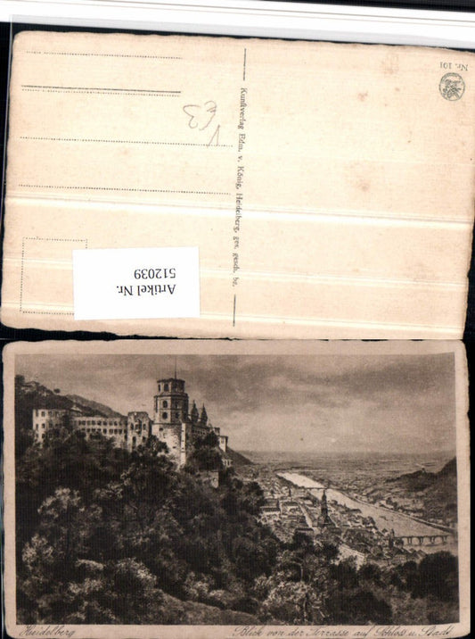 512039, Heidelberg Totale m. Schloss von d. Terrasse pub Edmund v. König 101