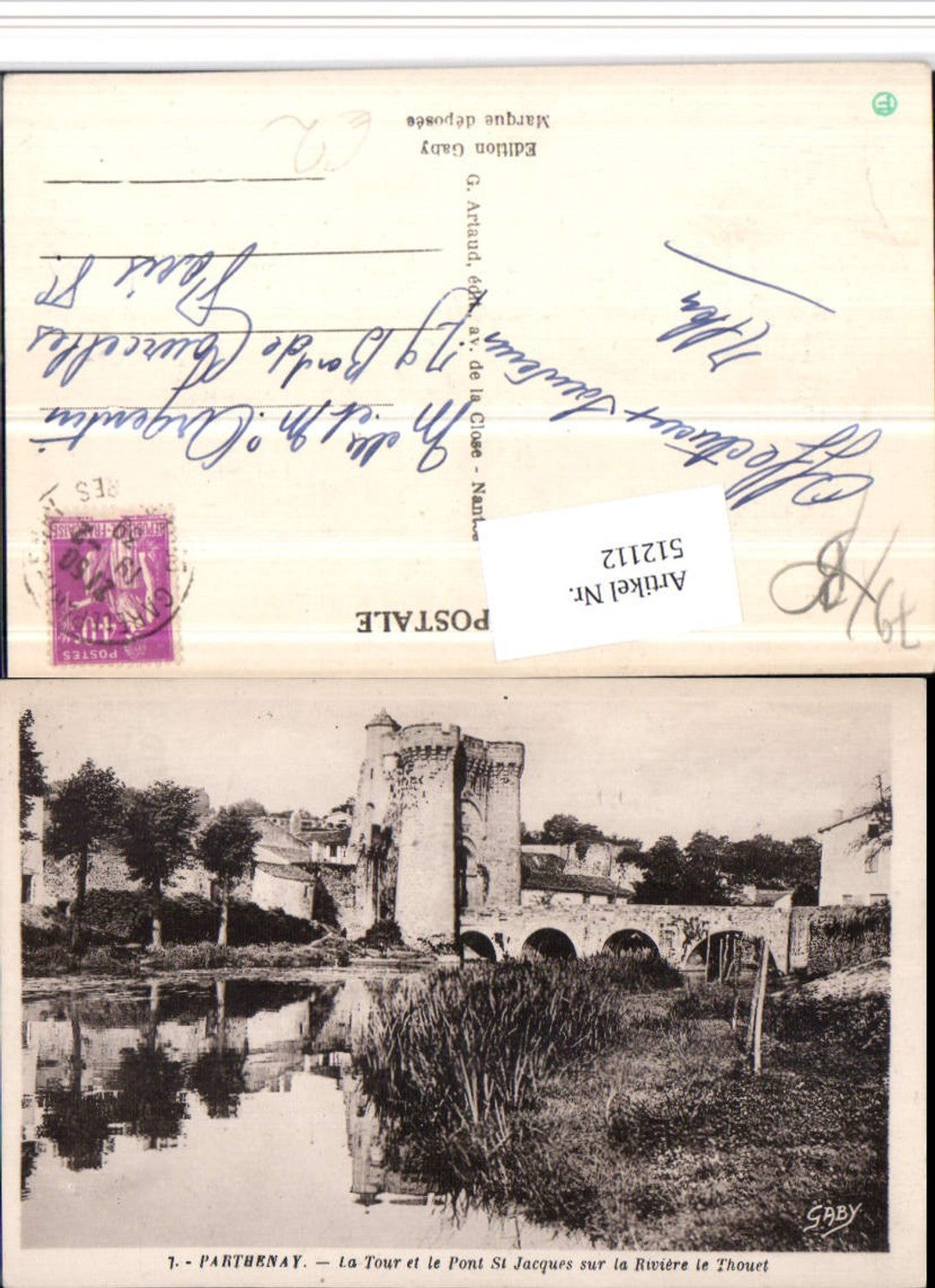 512112,Poitou-Charentes Deux-Sevres Parthenay Tour et Pont St-Jaques Brücke