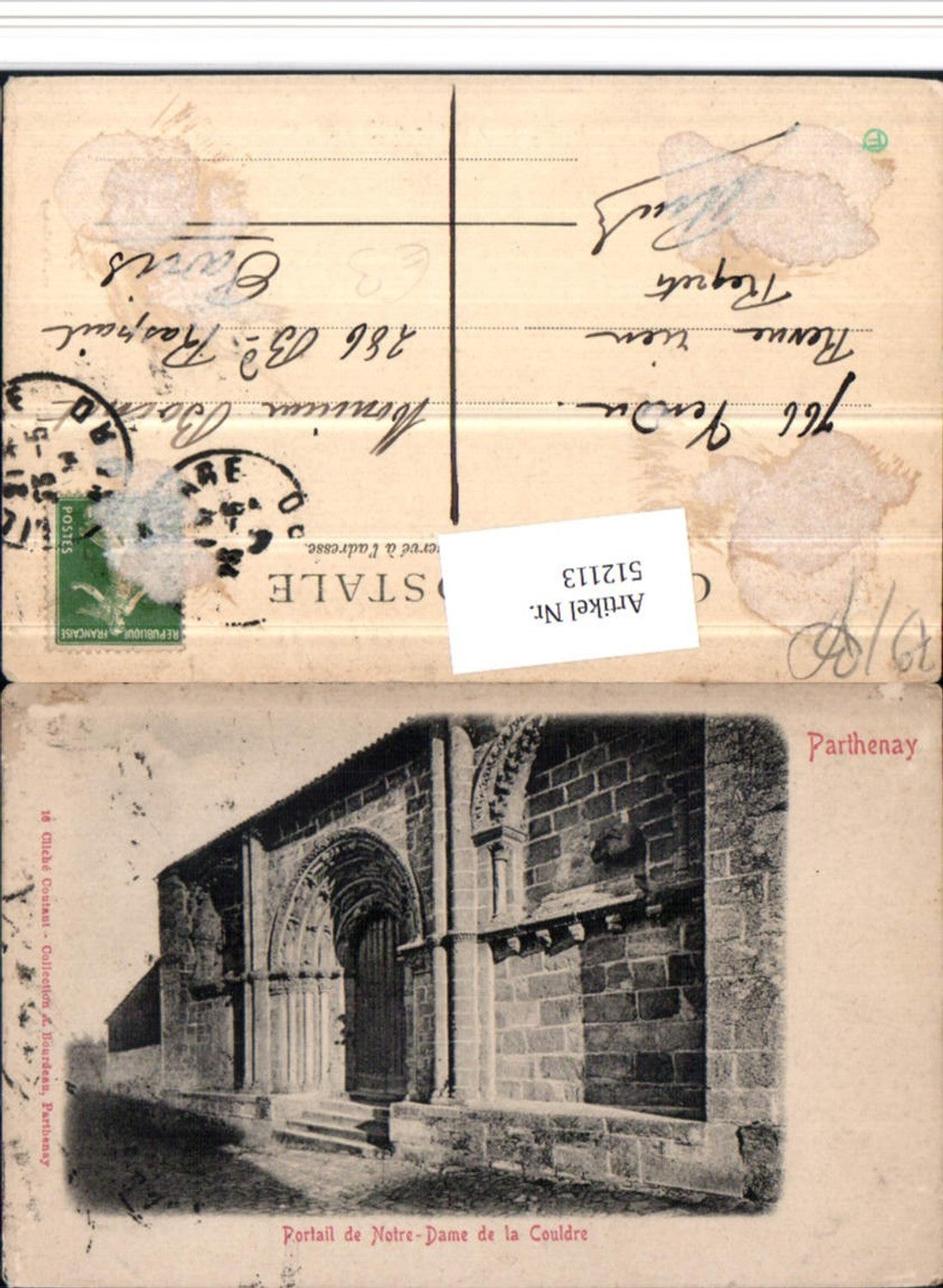 512113,Poitou-Charentes Deux-Sevres Parthenay Notre-Dame Couldre Portail Kirche