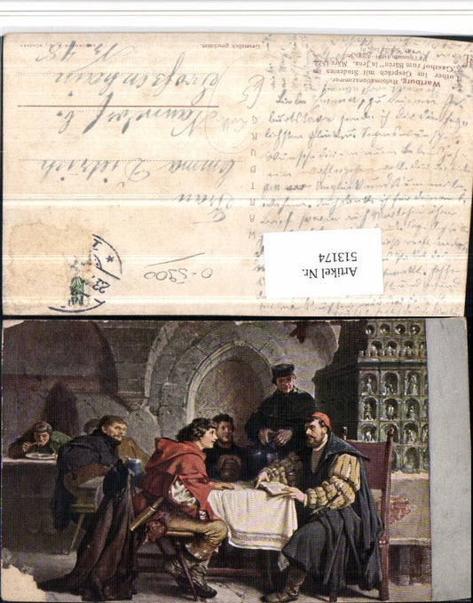 513174,Künstler AK P. Thumann Luther Gespräch Studenten Jena Gasthof zum Bären