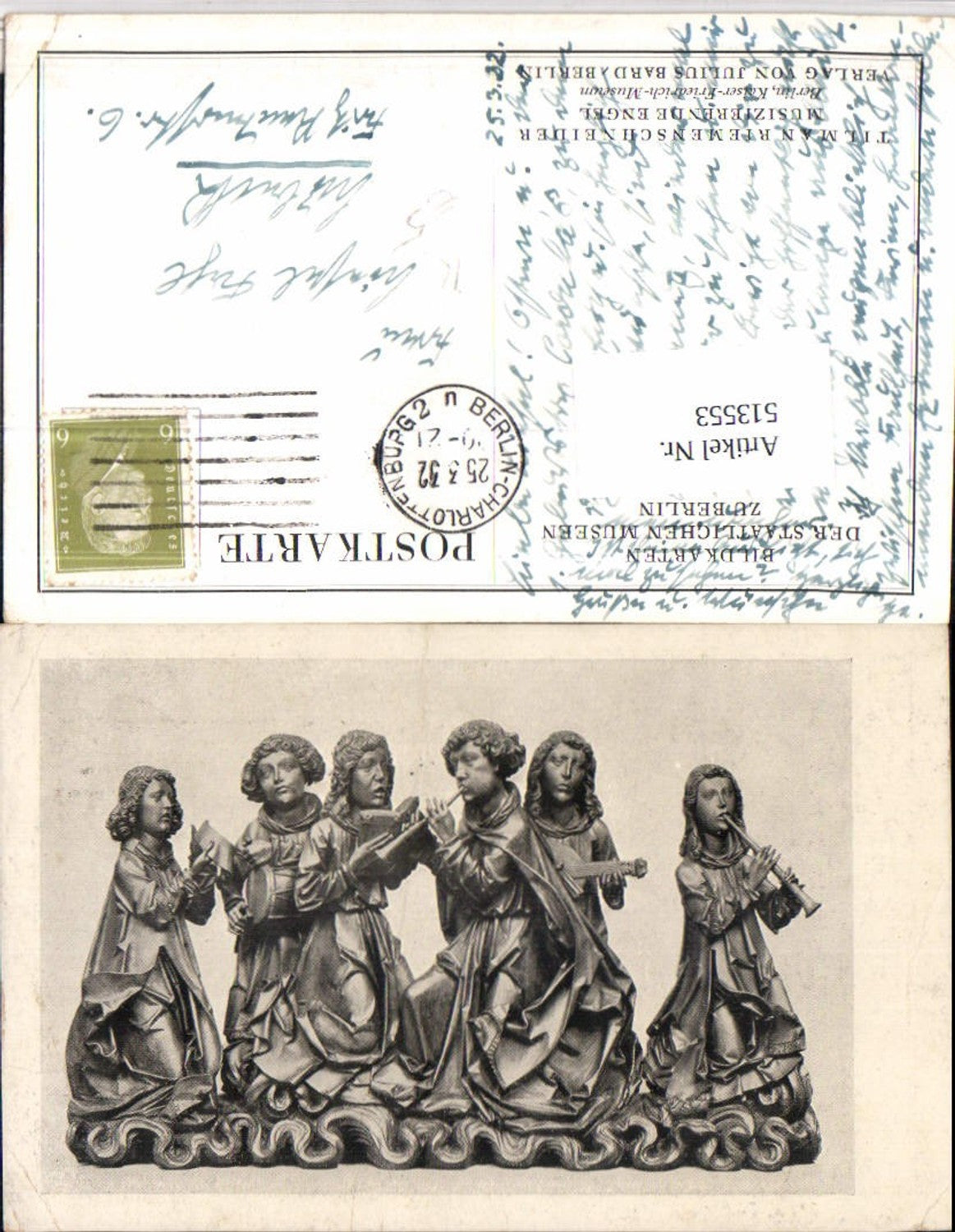 513553,Künstler AK Tilman Riemenschneider Musizierende Engel Figuren
