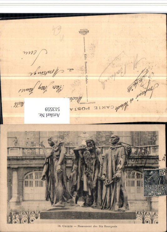 513559,Calais Monument des Six bourgeois Statuen