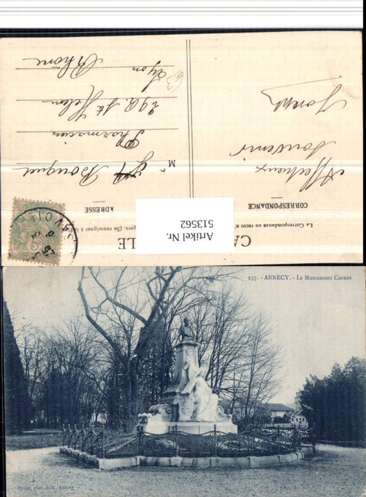513562,Annecy Le Monument Carnot Büste Denkmal