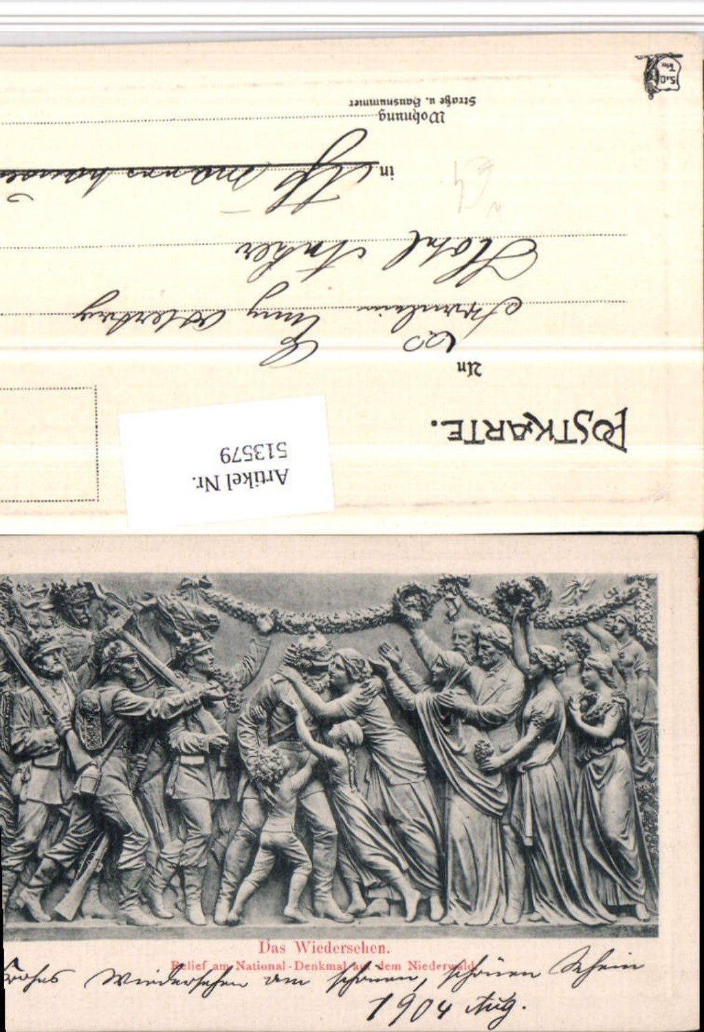 513579,Niederwald b. Rüdesheim National-Denkmal Relief Das Wiedersehen
