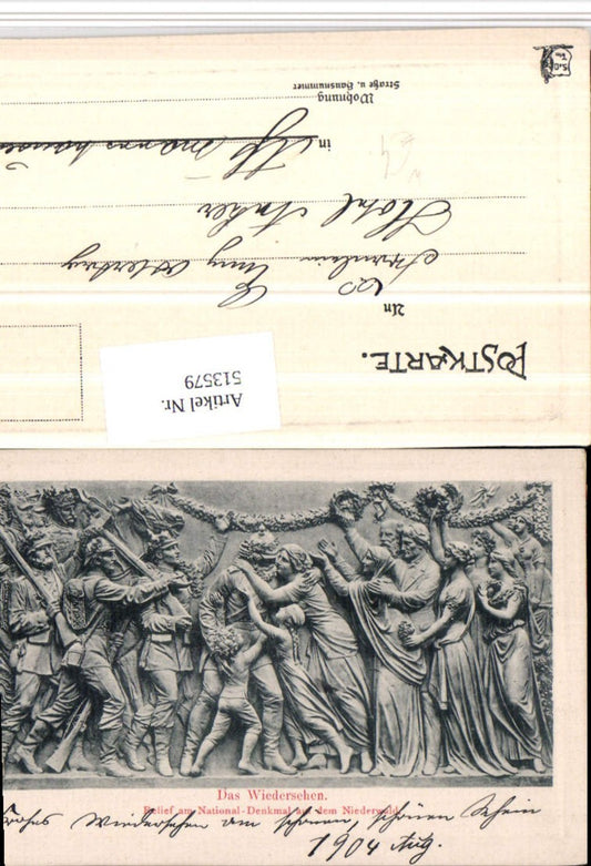 513579,Niederwald b. Rüdesheim National-Denkmal Relief Das Wiedersehen